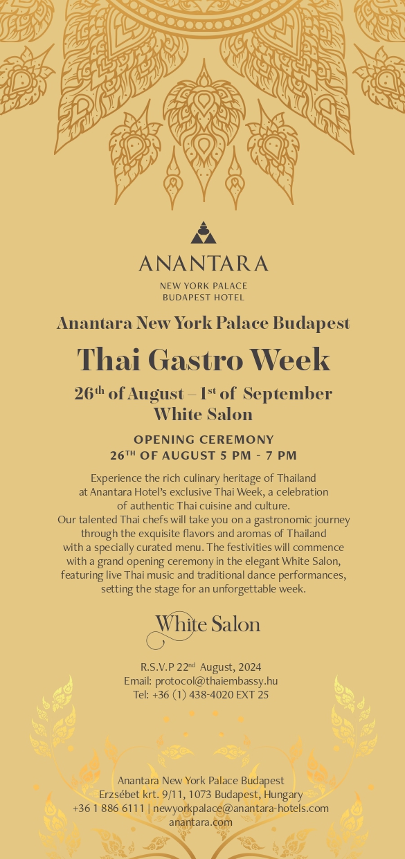  Gastro Week az Anatara New York Palace Budapest Hotelben