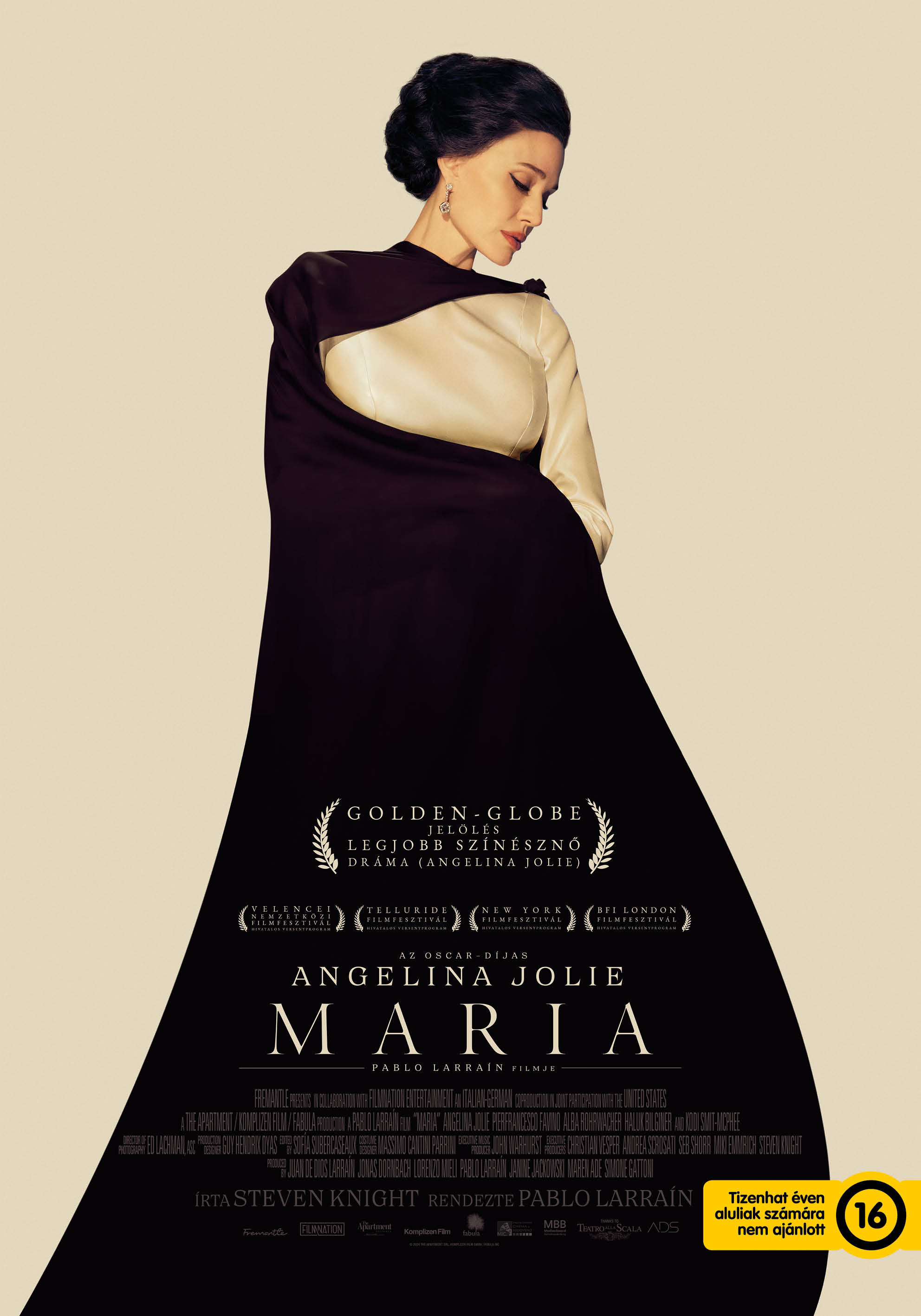 Angelina Joliet Golden Géobe Díjra jelölték Maria Callas alakításáért a Maria c. Filmben